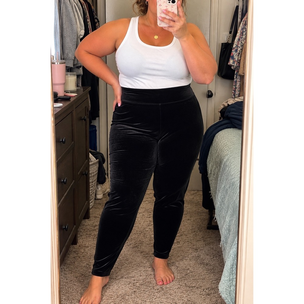 SPANX Velvet Leggings 3X Black High Rise Shaping Stretch Pull On NWT
